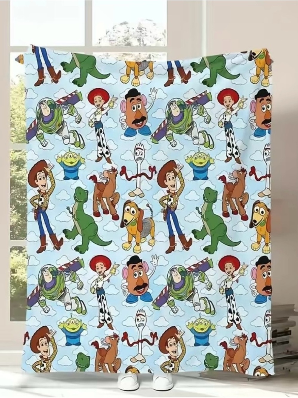 Toy Story Character Throw Blanket - Light Blue 60”x80”